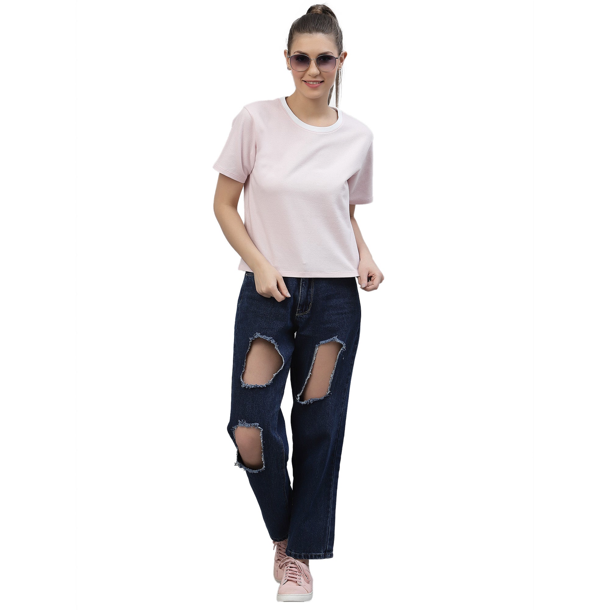 Womens Half Sleeve Oversized Crew Neck T-Shirt