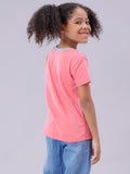 Eat Play Love Printed Baby Pink Half Sleeve Tee for Girls