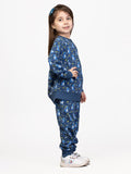 Nimble Printed Blue Sweatshirt & Joggers For Girls| Set Of 1 | Cotton Polyester