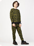 Nimble Printed Black & Yellow Sweatshirt & Joggers For Boys|Set Of 1 | Cotton Polyester