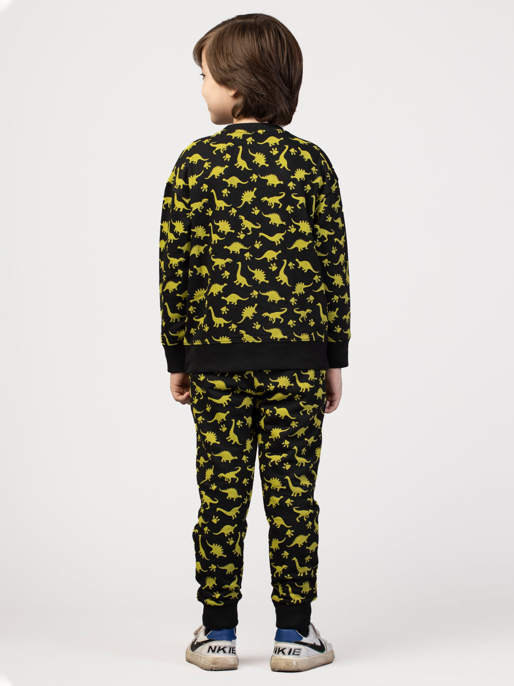 Nimble Printed Yellow & Black Sweatshirt & Joggers For Boys| Set Of 1 | Cotton Polyester