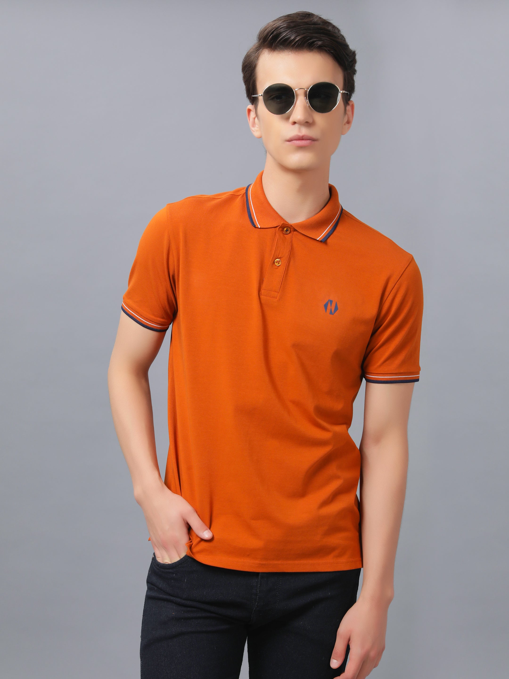 Nimble PURPLE Label Cotton Stretch Regular Polo T-shirt for Men