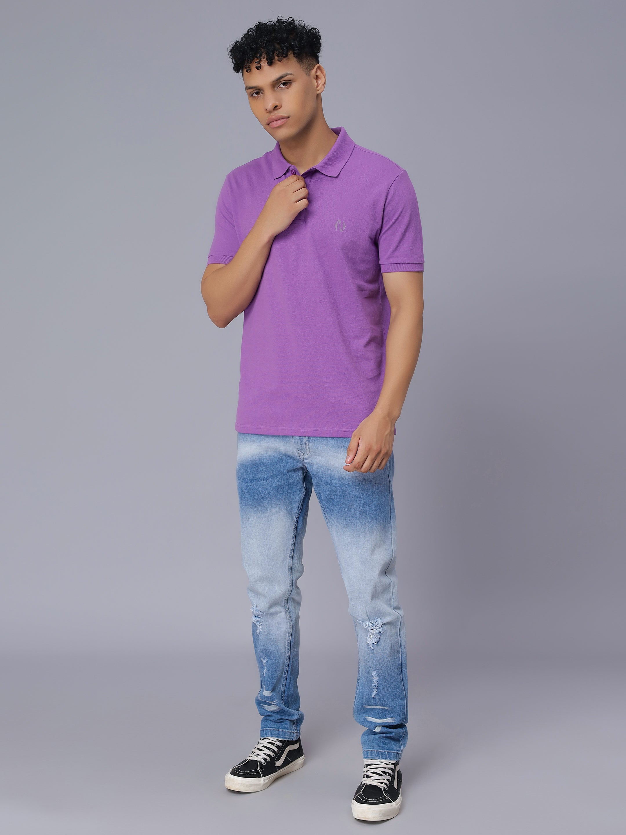 Nimble PURPLE Label Regular Polo T-shirt with Antibacterial Finish for Men