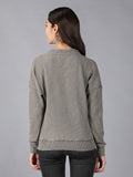 Dark Grey Full Sleeves Waffle T-Shirt for Women