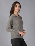 Dark Grey Full Sleeves Waffle T-Shirt for Women