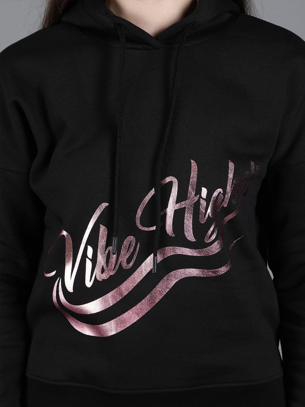 Womens Black Vibe Hoodie Sweatshirt